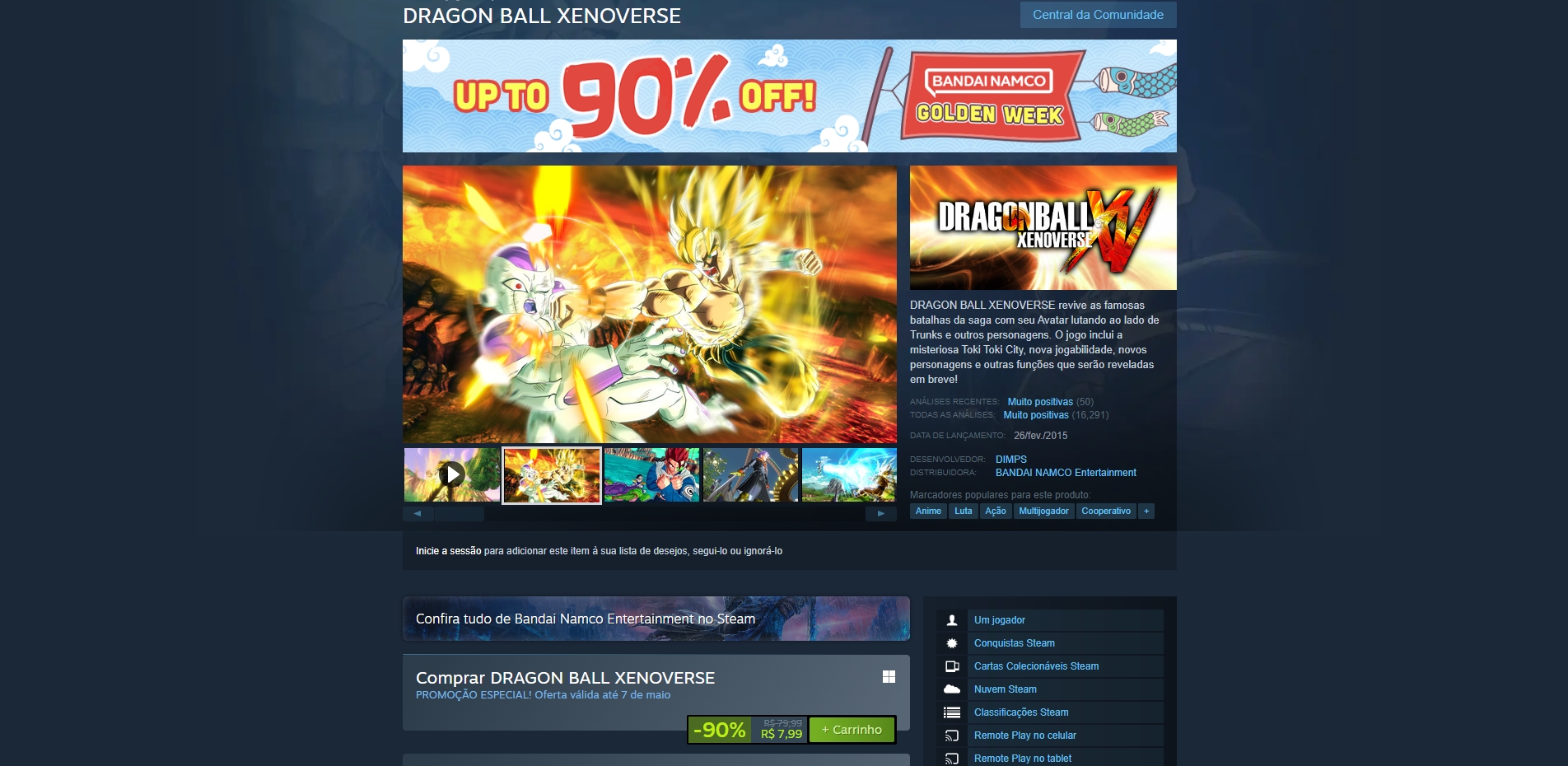 Dragon Ball Xenoverse - promoção Steam